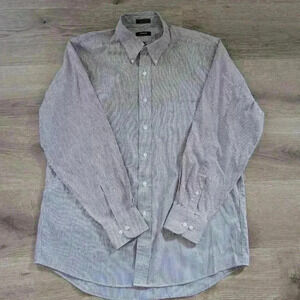 IZOD Men's Red and White Striped Button Up Dress Shirt